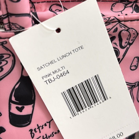 NEW Betsey Johnson Insulated Satchel Lunch Tote pink and black bag - Picture 9 of 9